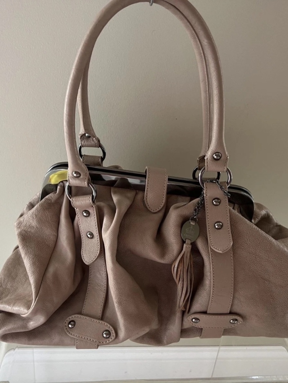 Crown Vintage Tan Leather Structureded Womens Handbag